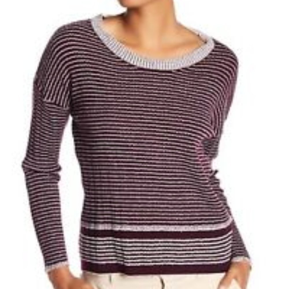 James Perse WVWS3742 Vintage Stripe Sweater Wine